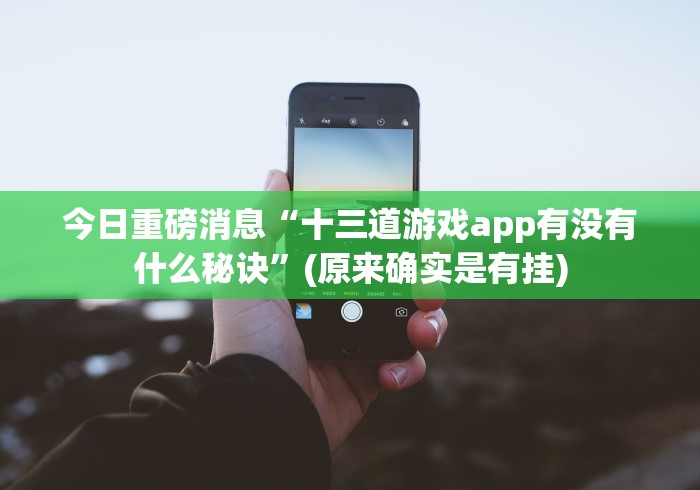 今日重磅消息“十三道游戏app有没有什么秘诀”(原来确实是有挂)
